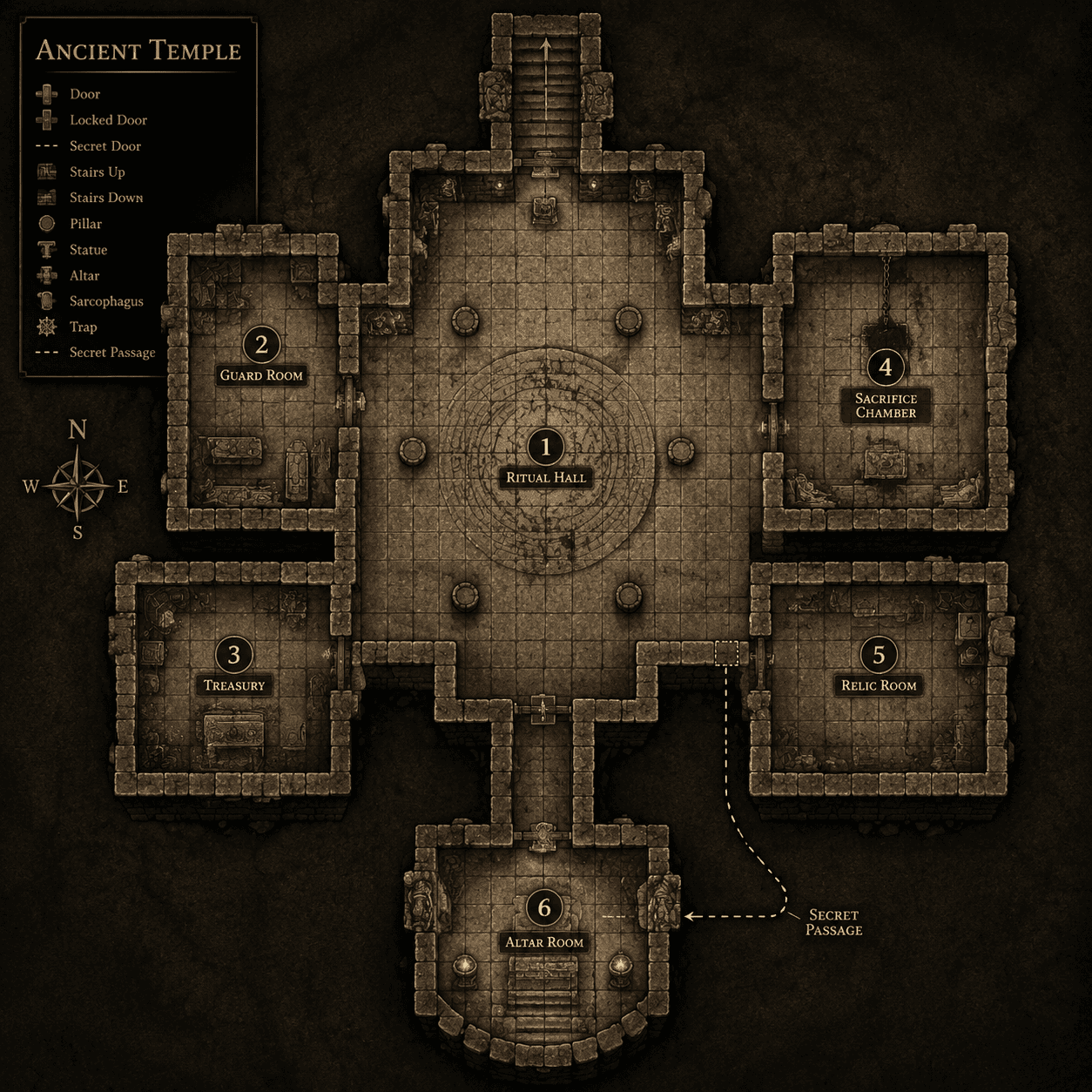 temple dungeon layout sample