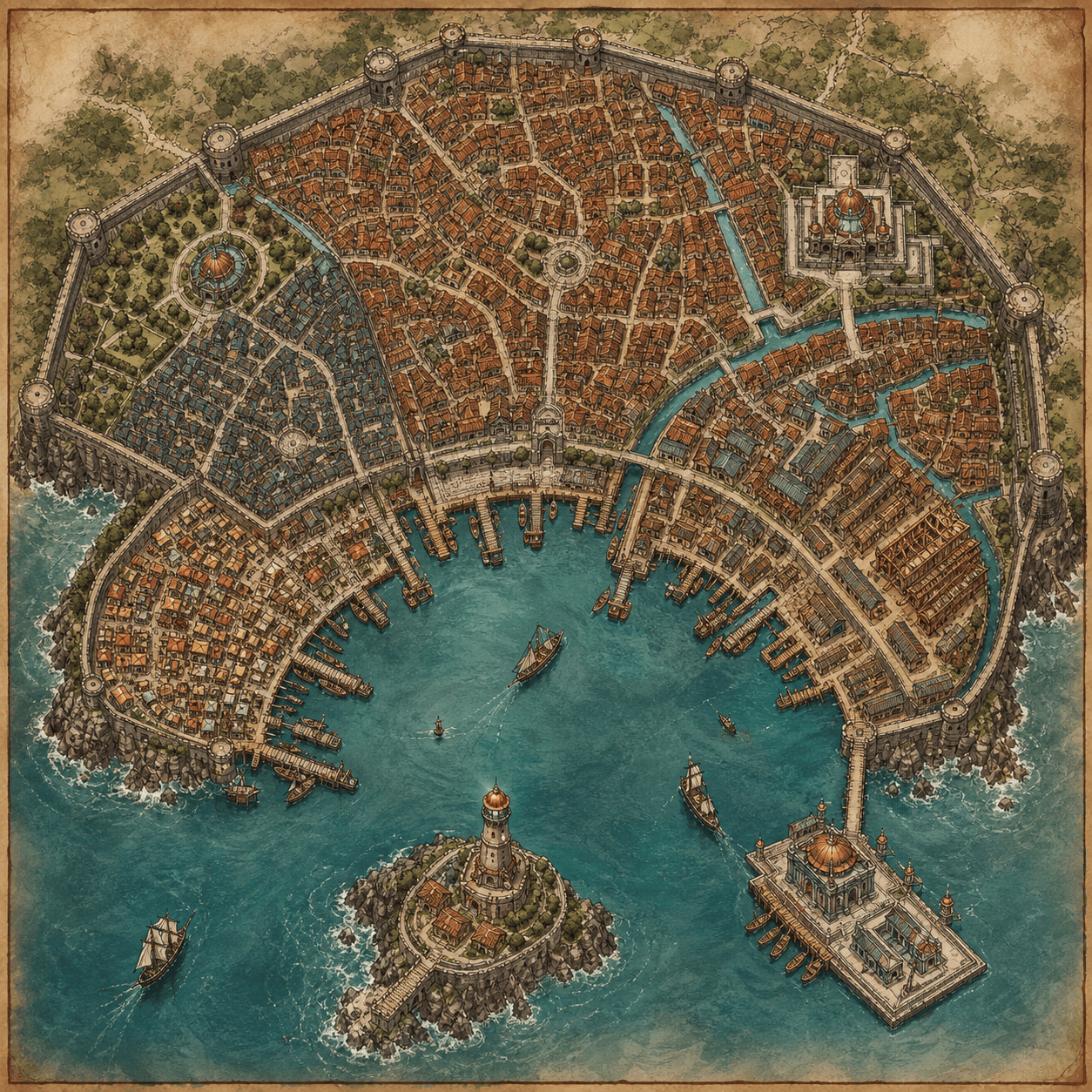 D&D city generator coastal port