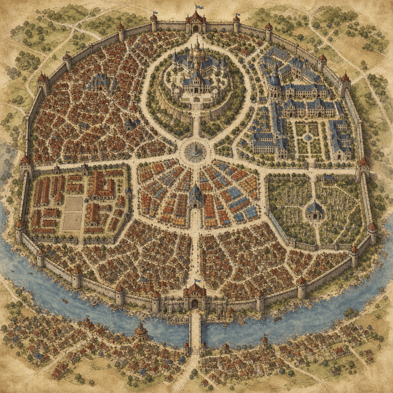 D&D city map walled capital