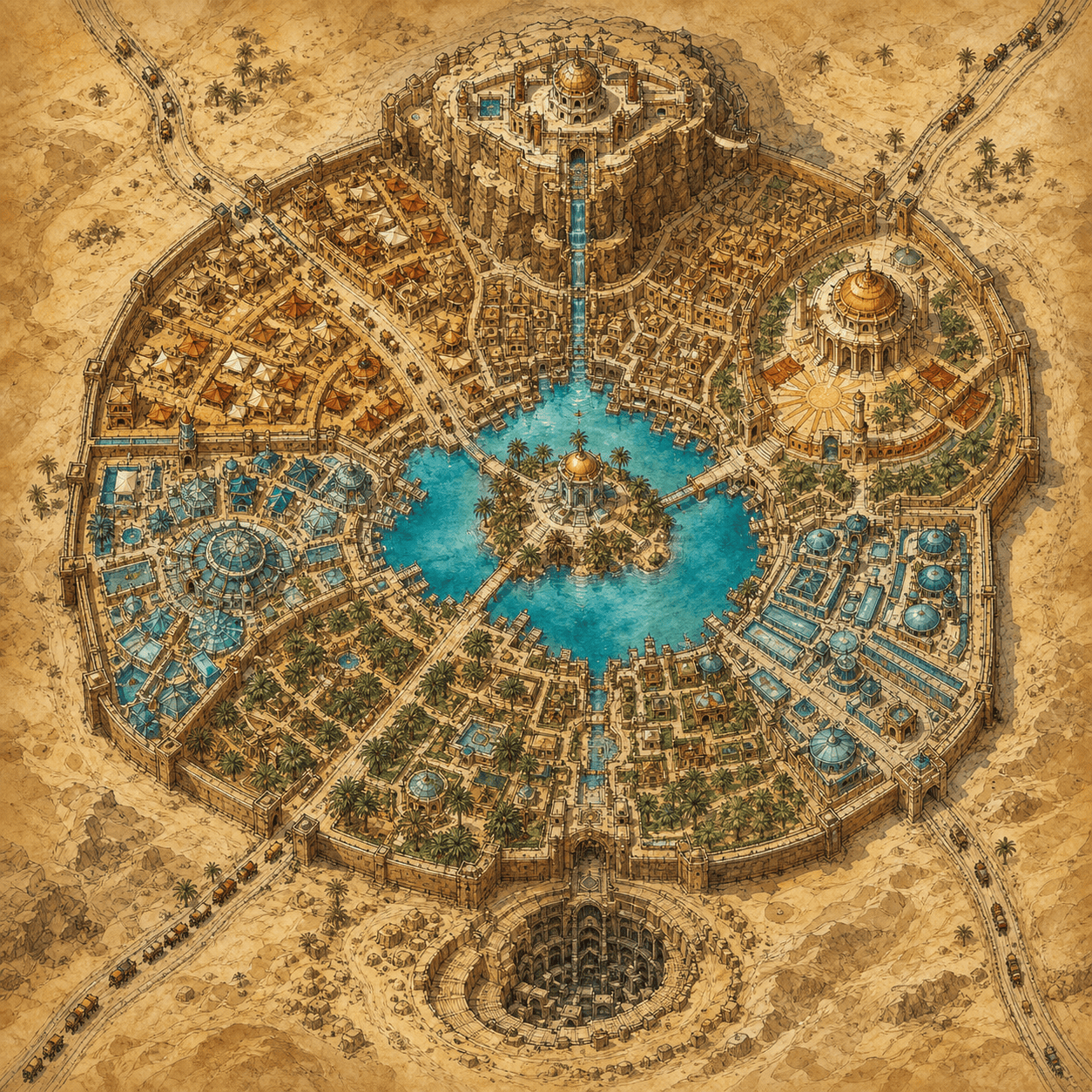 Fantasy city generator desert trade hub