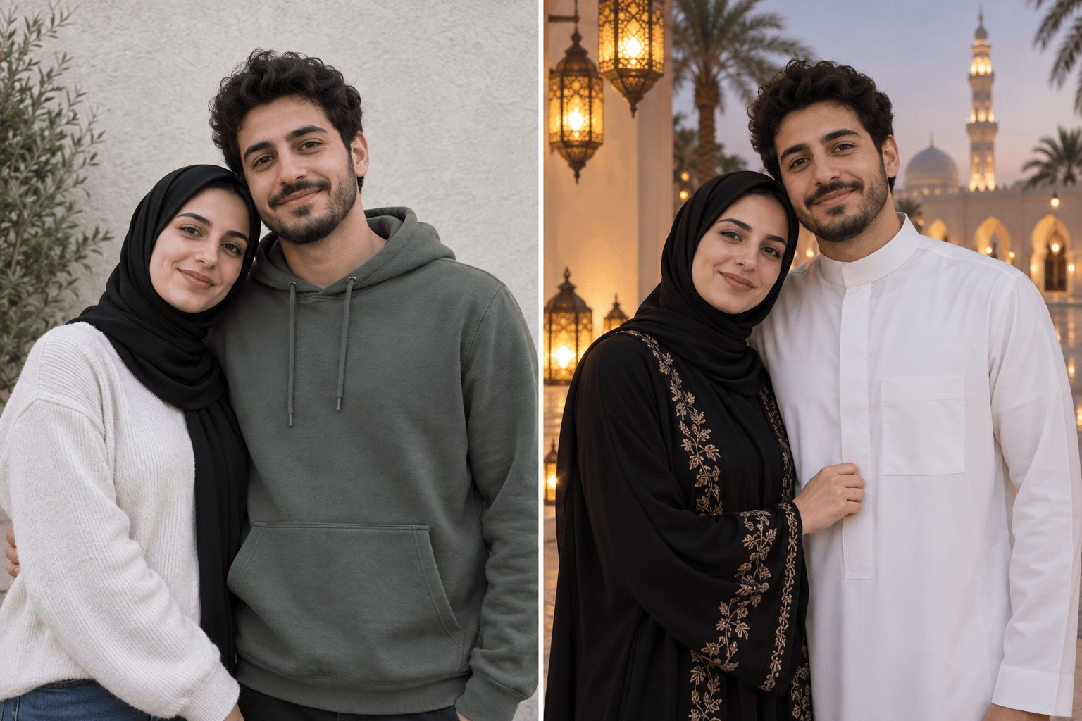 Couple Eid greeting photo transformation
