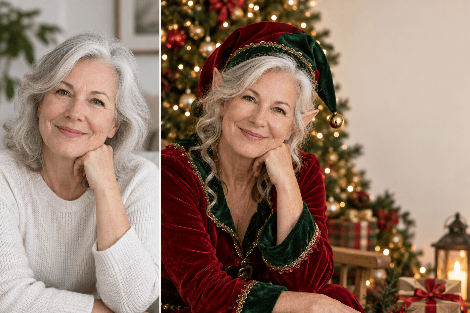 Christmas elf card photo transformation