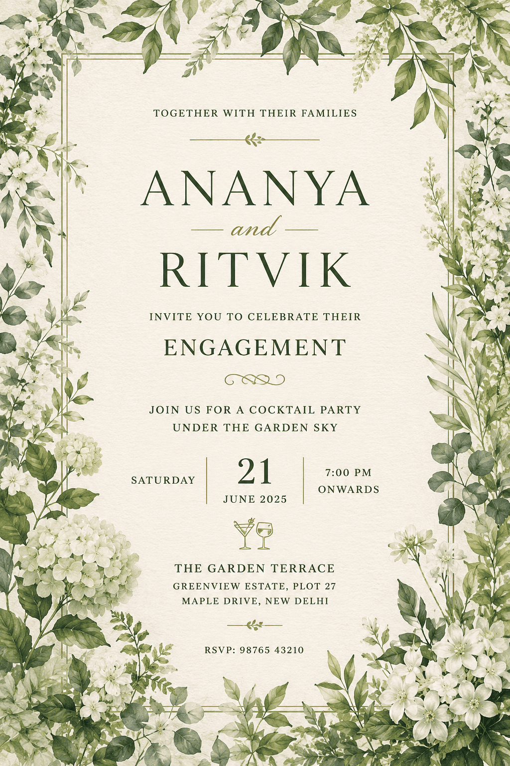 garden engagement invite design
