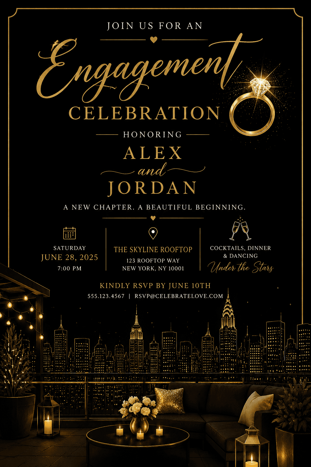 rooftop engagement party invite