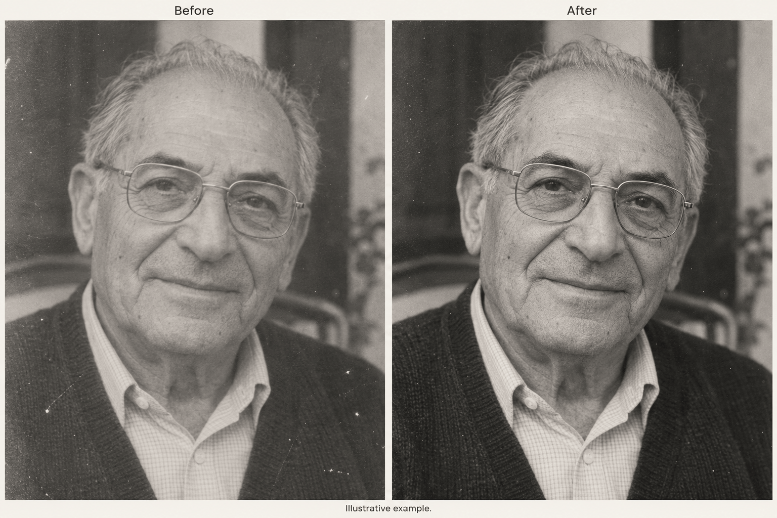 Old portrait face restoration comparison