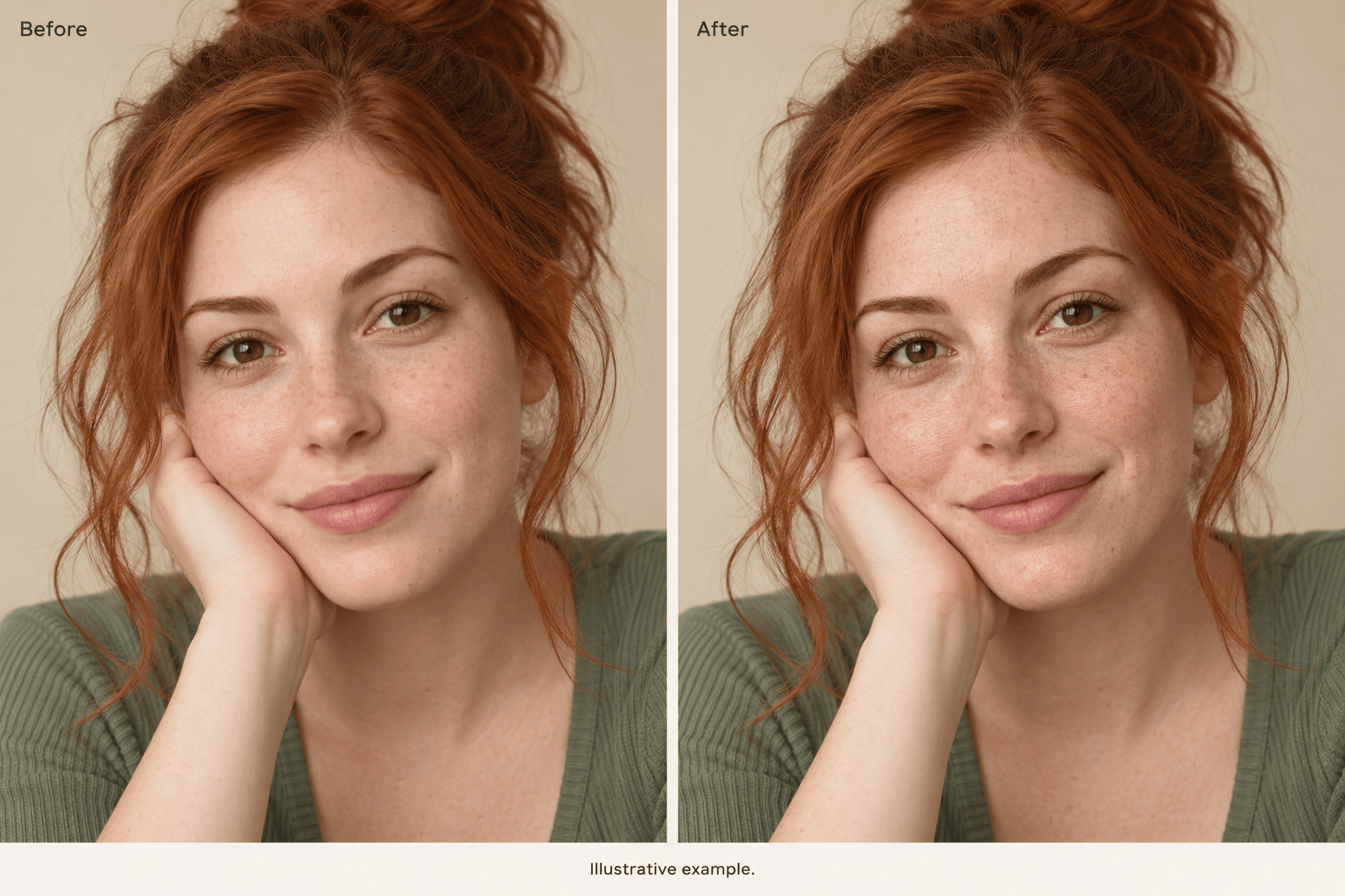 AI portrait skin texture repair comparison