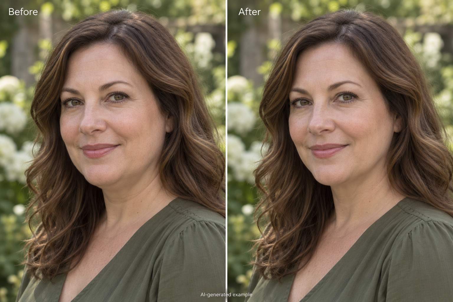 Gentle chin contour before and after