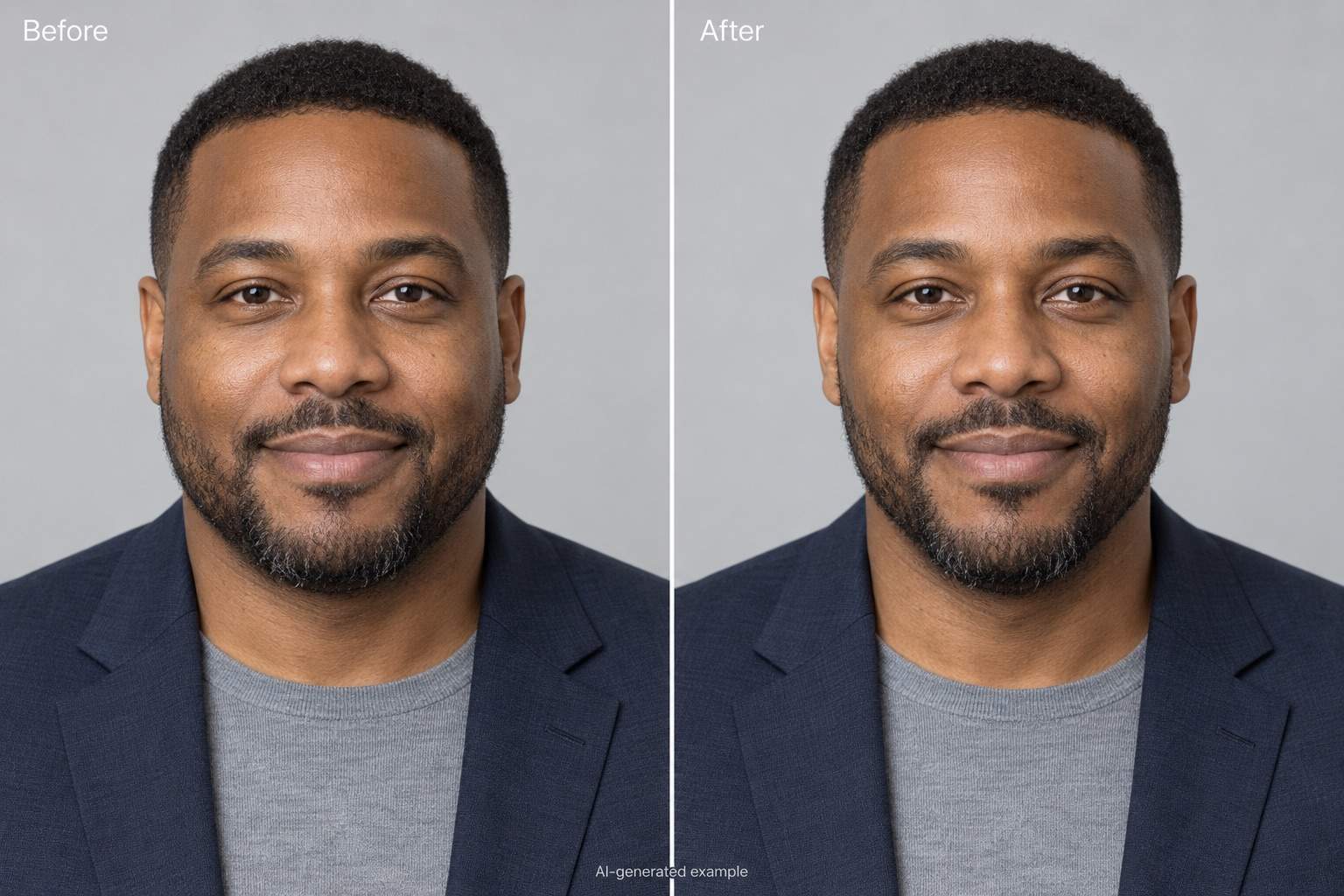 Face slimming headshot before and after