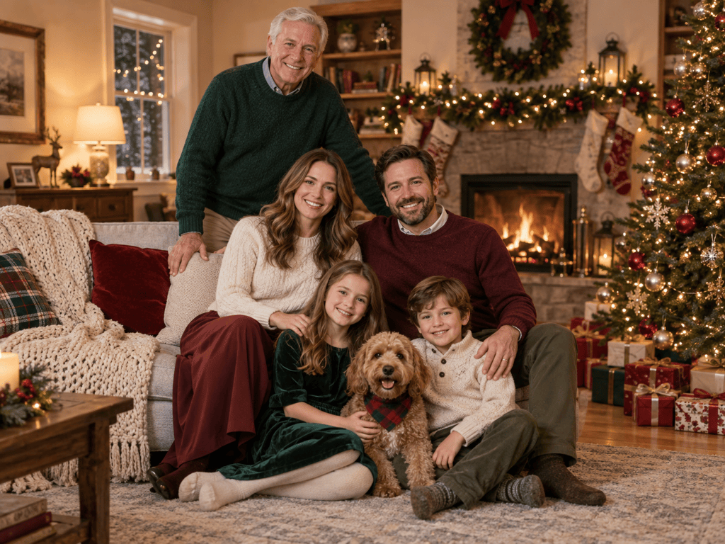 AI family Christmas photo