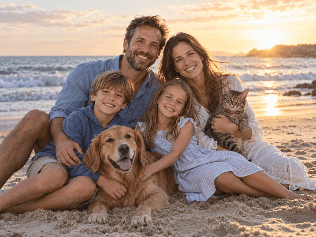 AI family photo with pets