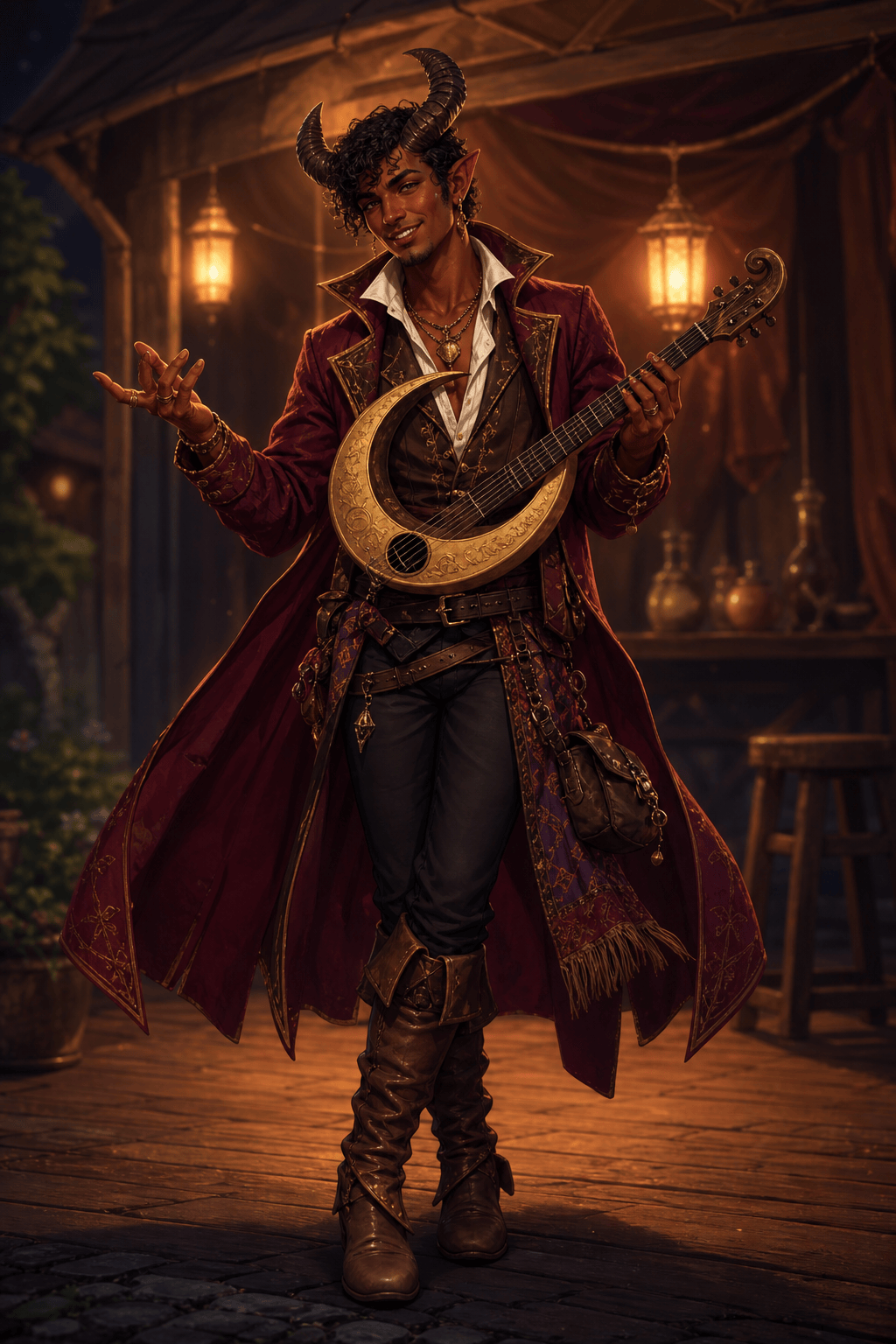 Horned fantasy bard