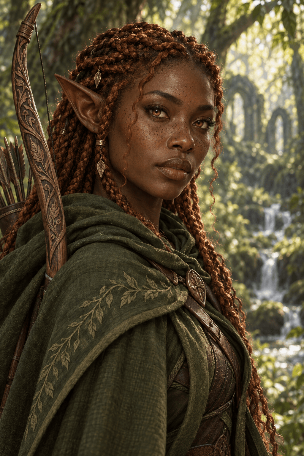 AI elf ranger fantasy portrait
