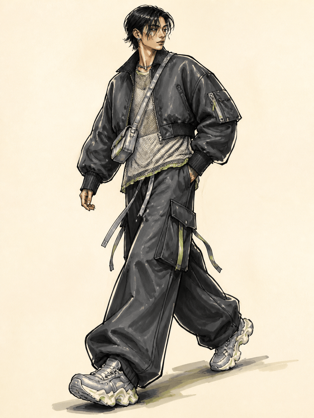 AI streetwear fashion sketch