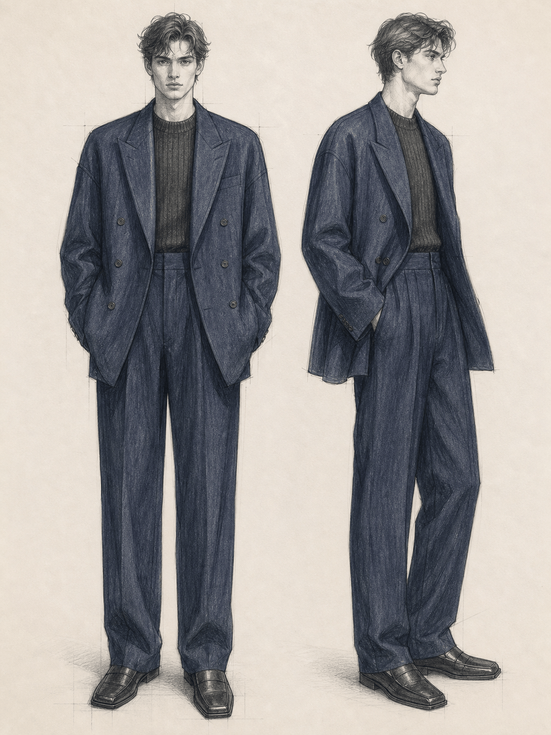 AI menswear pencil illustration