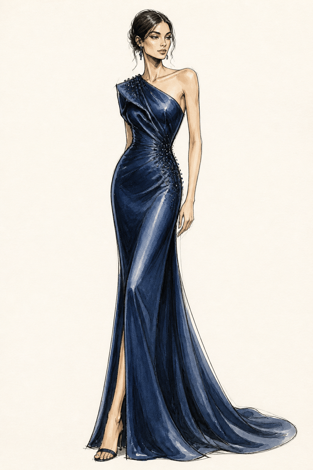 Evening gown fashion sketch