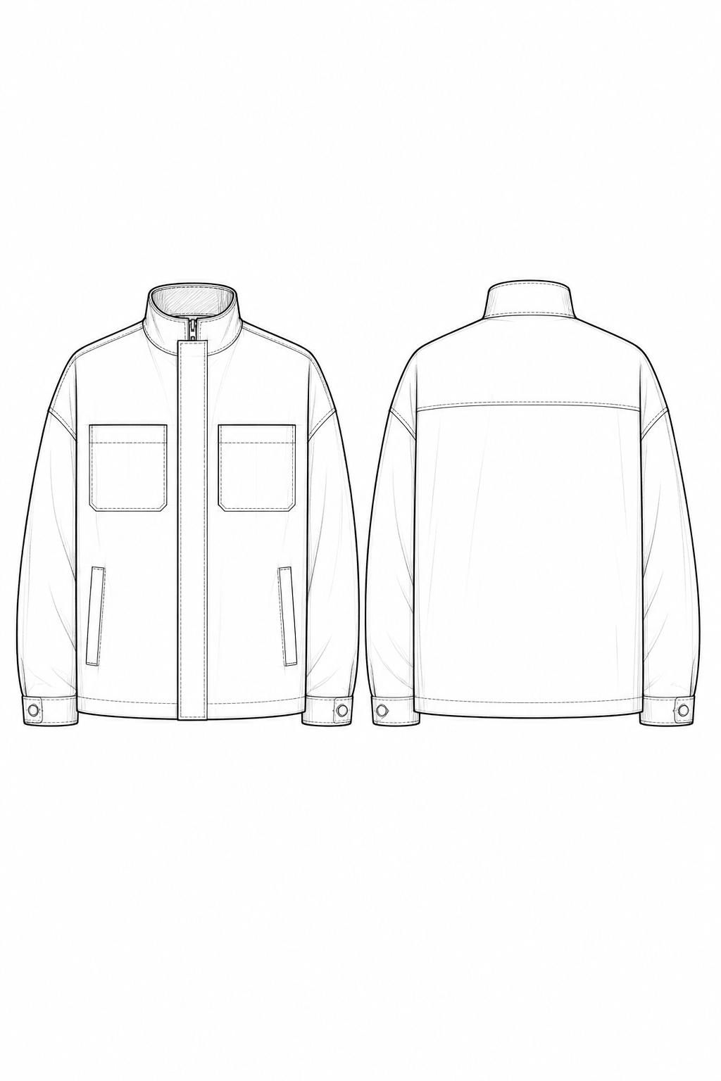 Utility jacket technical flat