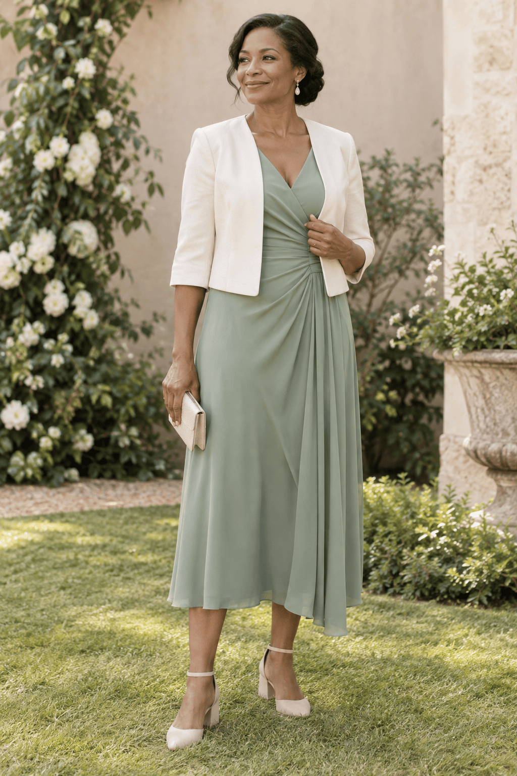AI wedding guest outfit idea