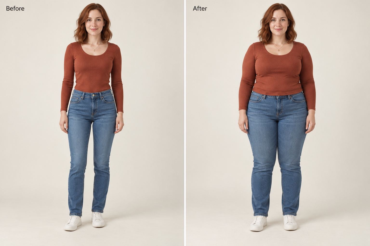 AI chubby filter outfit comparison