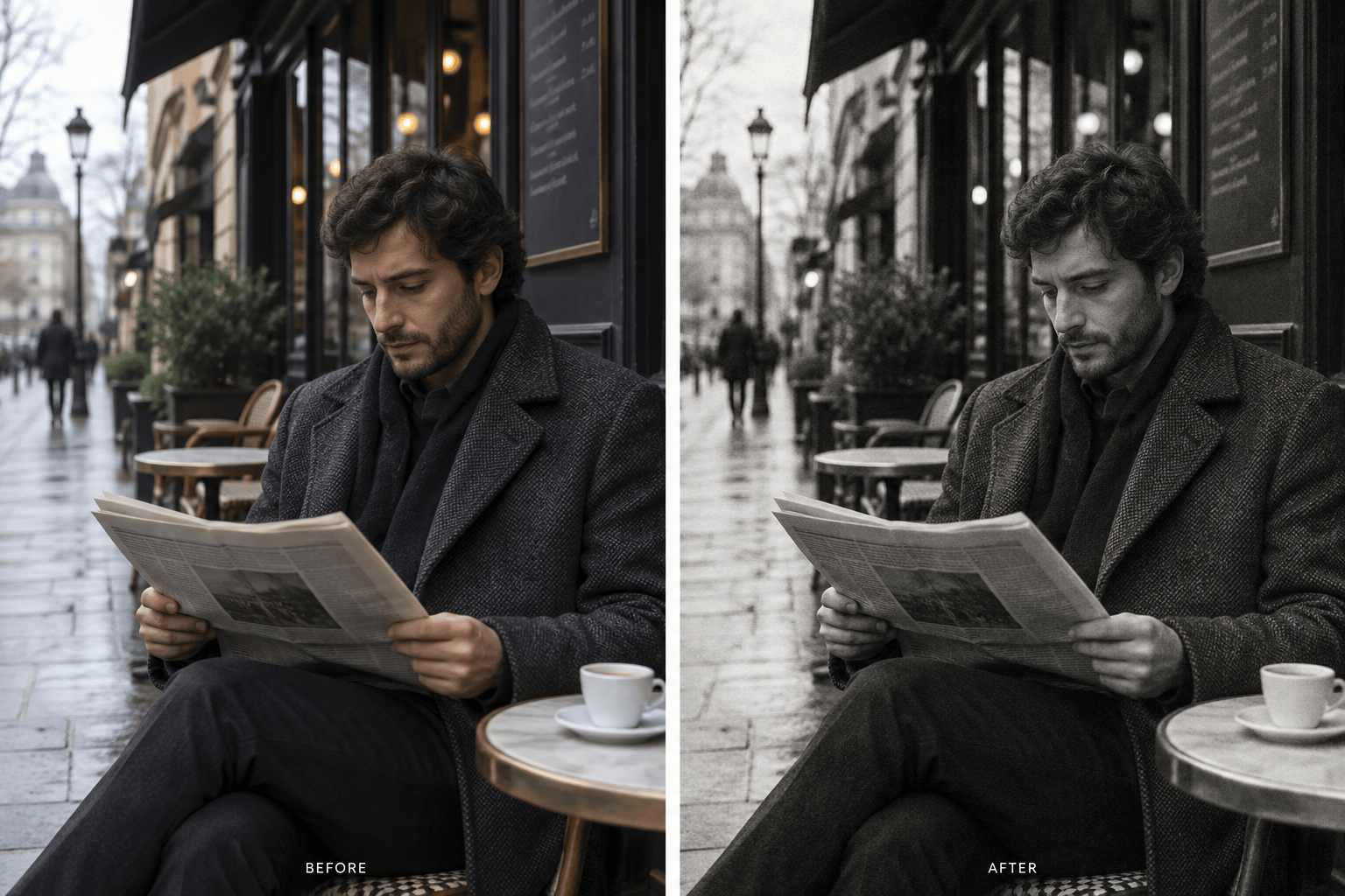 Black and white film effect comparison