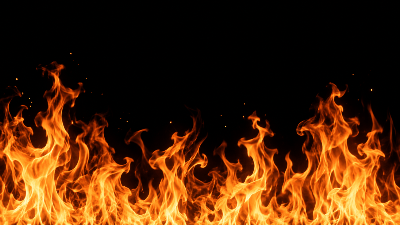Orange flames on a black background