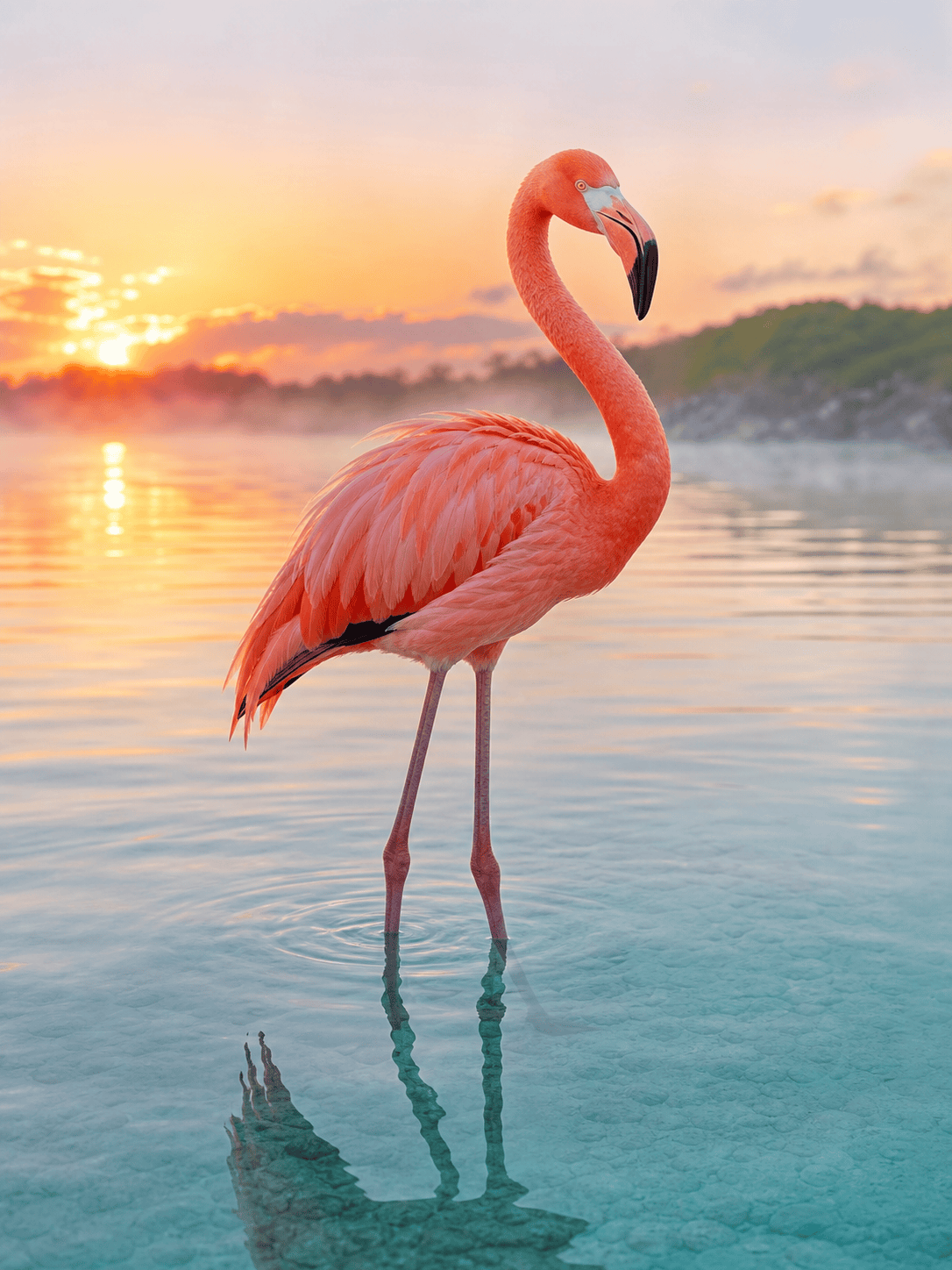 Realistic AI flamingo portrait