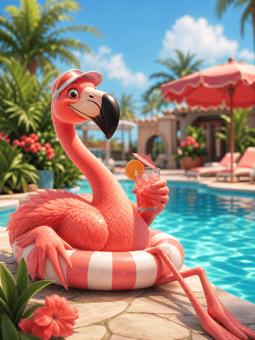 Cute 3D flamingo character