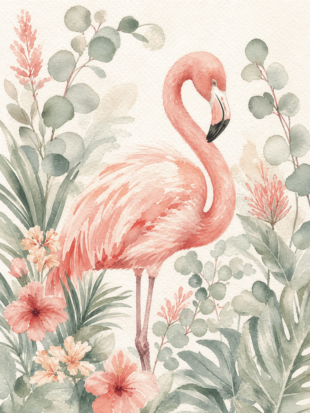 Watercolor flamingo wall art