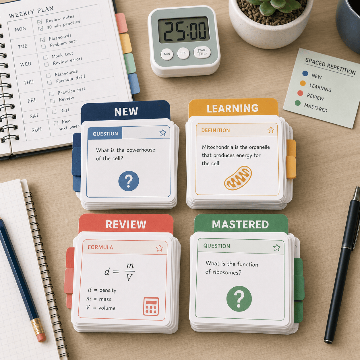 AI exam review flashcards