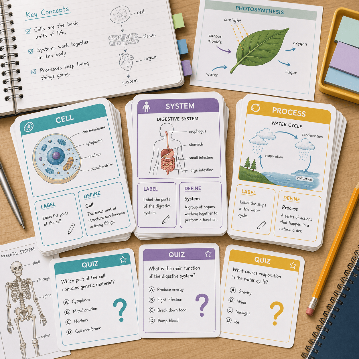 AI science flashcard cards