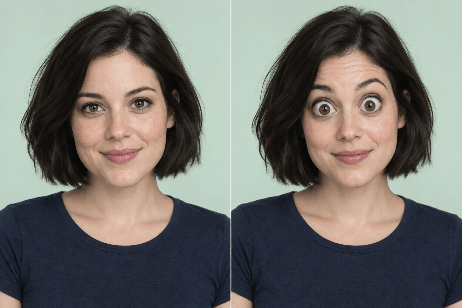 Big eyes filter before and after