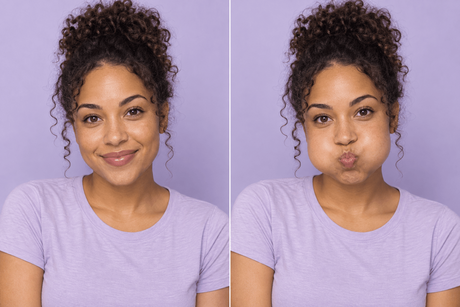 Bubble cheeks filter before and after