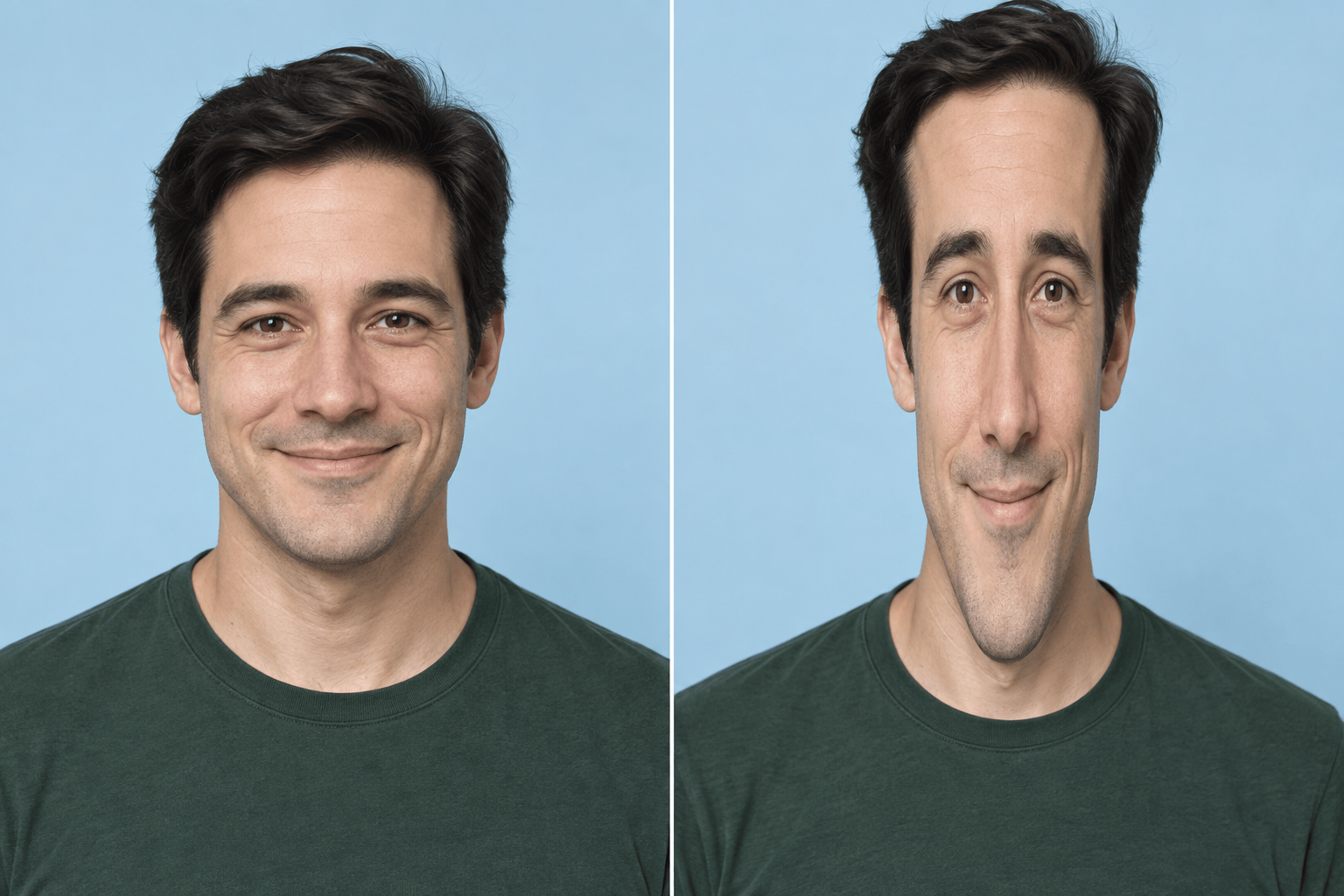 Long face filter before and after