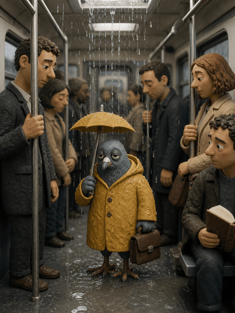 silly AI pigeon comedy image