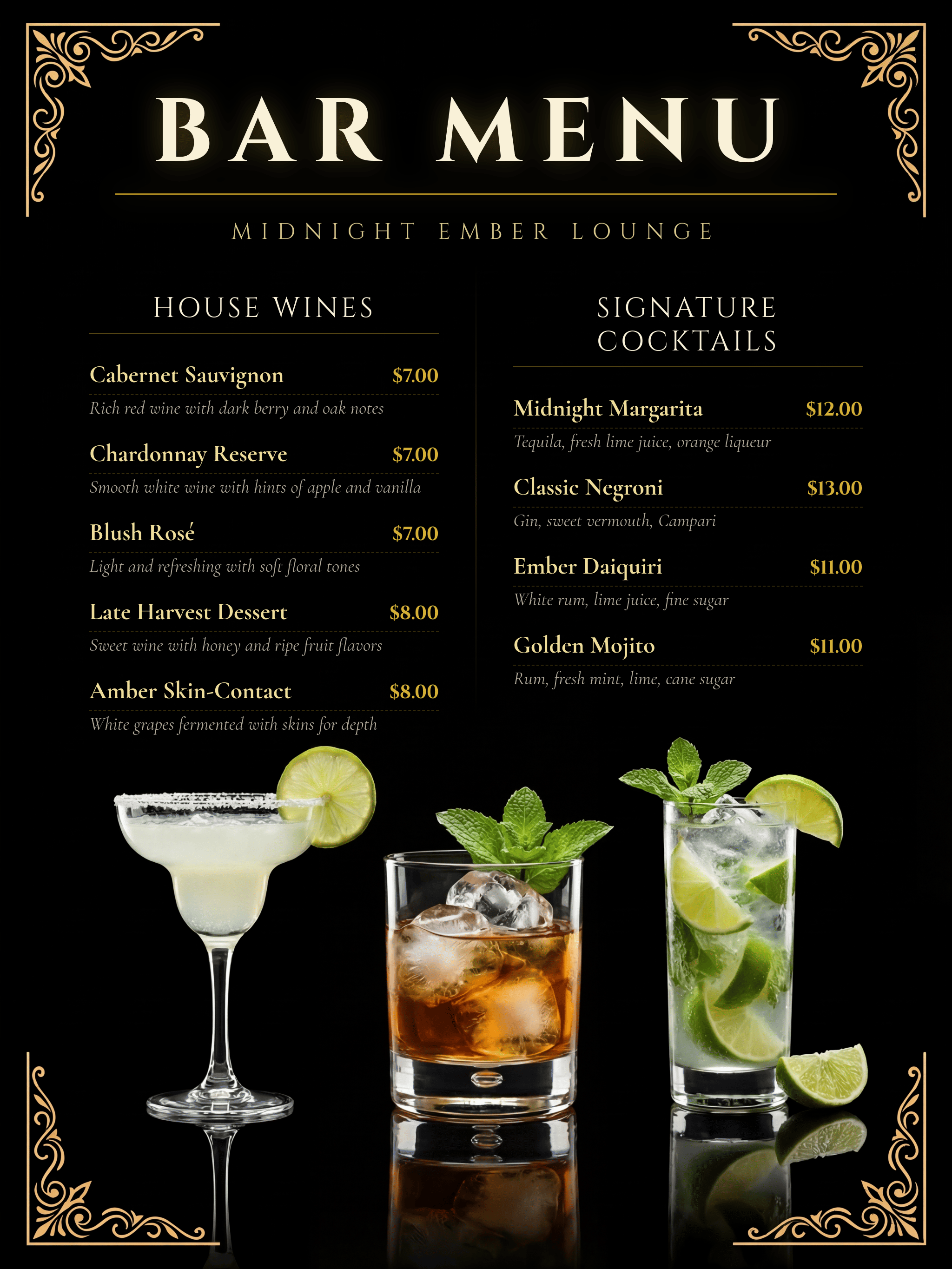 ai generated bar menu template