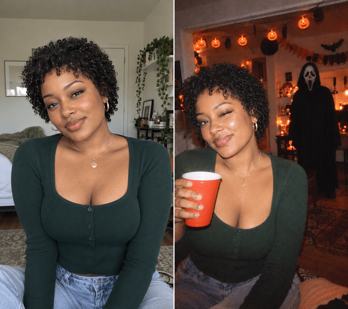 Halloween Ghostface portrait before and after