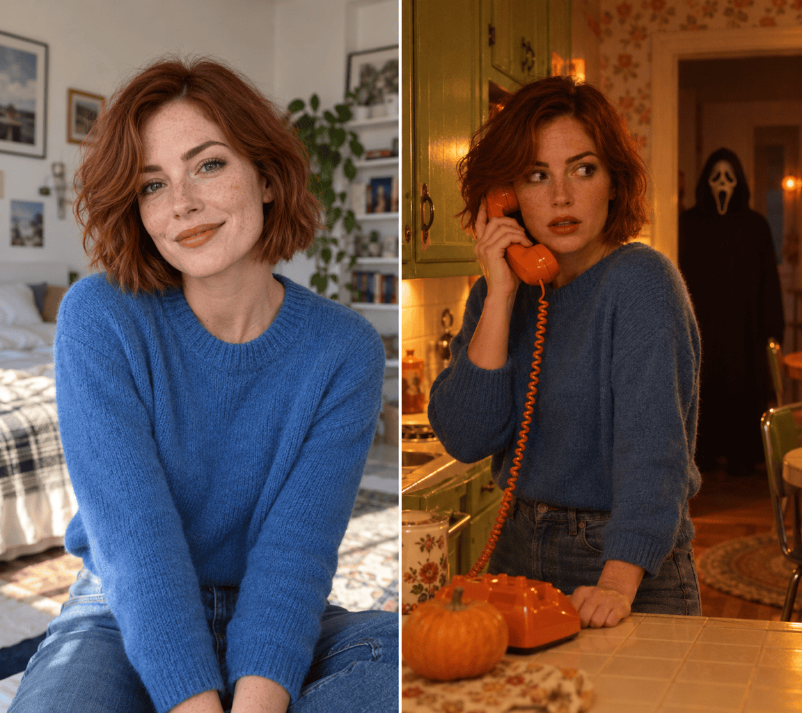 Retro kitchen Ghostface photo comparison