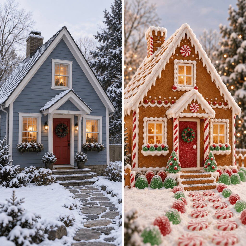 House to gingerbread cottage transformation