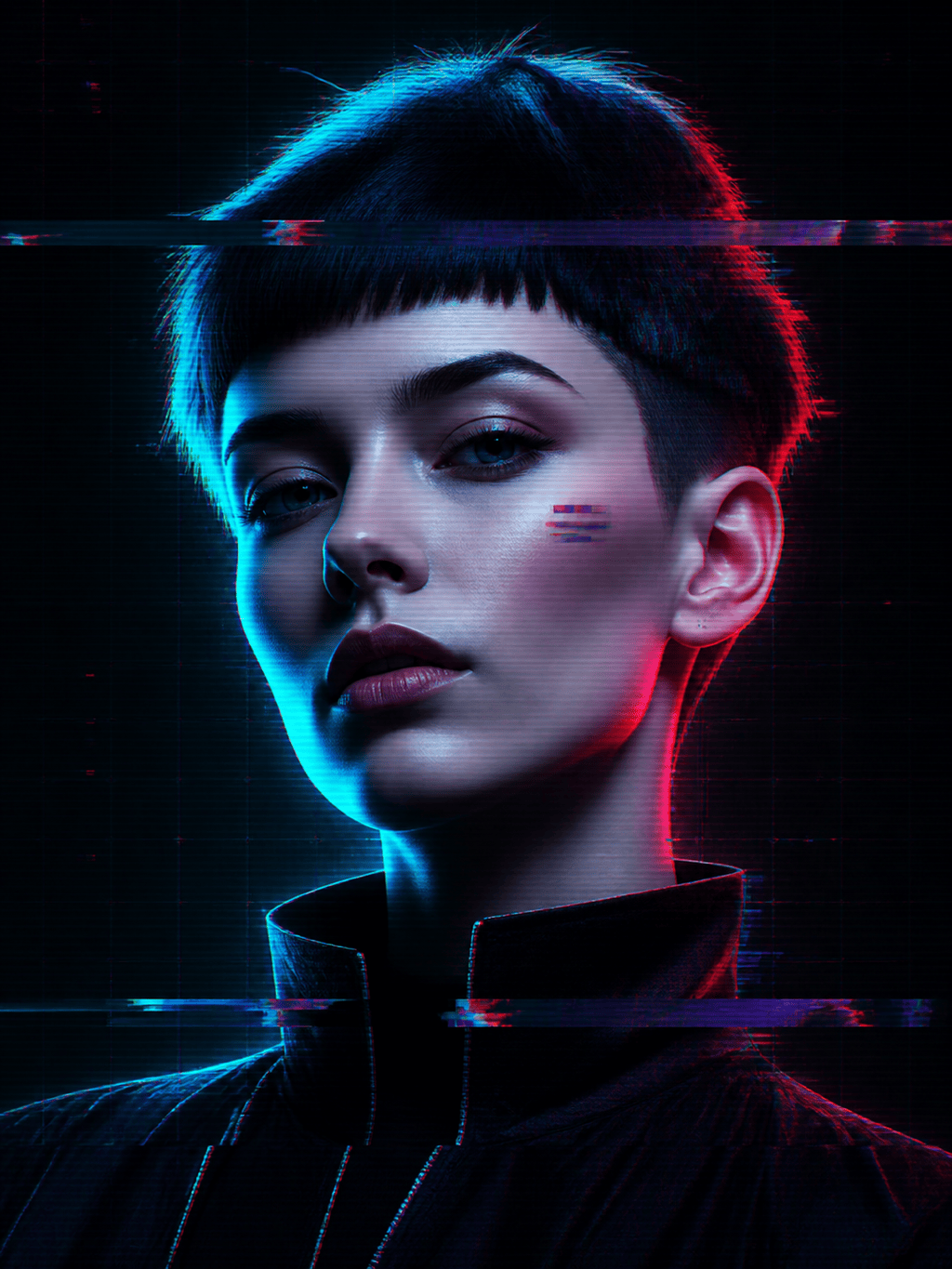 AI glitch portrait with RGB split