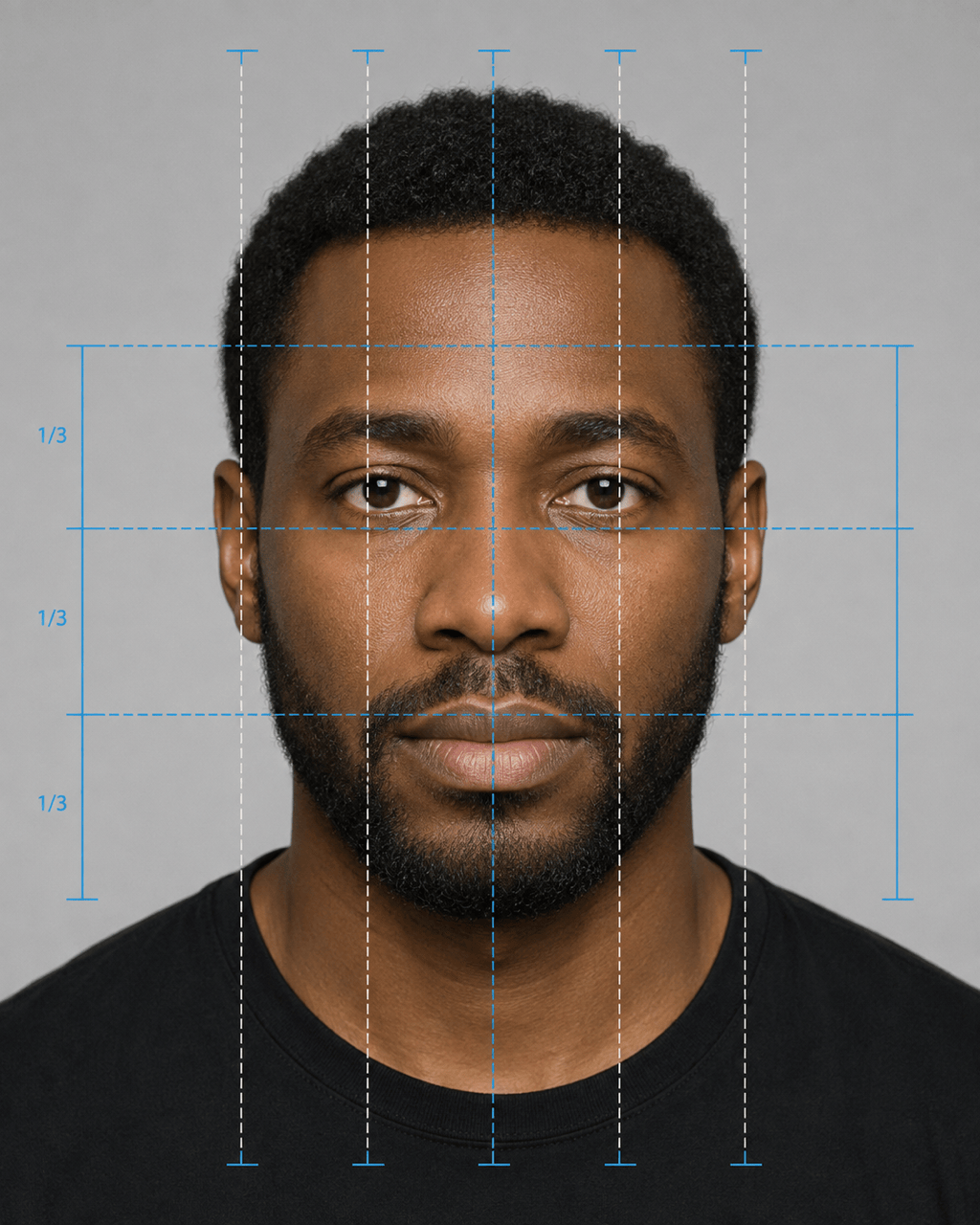 Golden ratio face analysis graphic