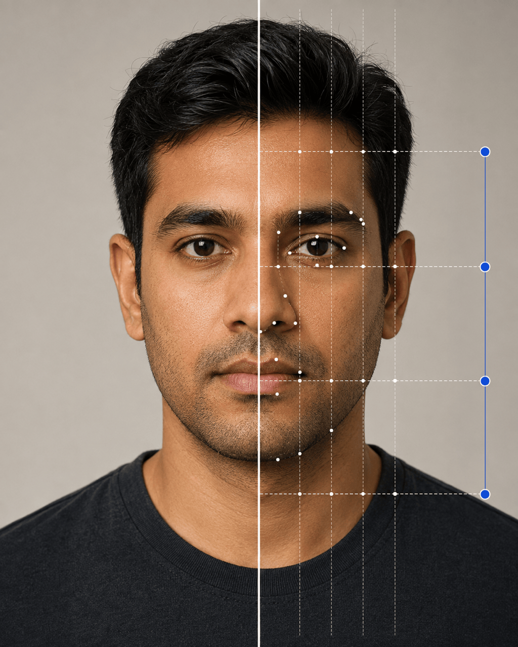 AI face symmetry visualization