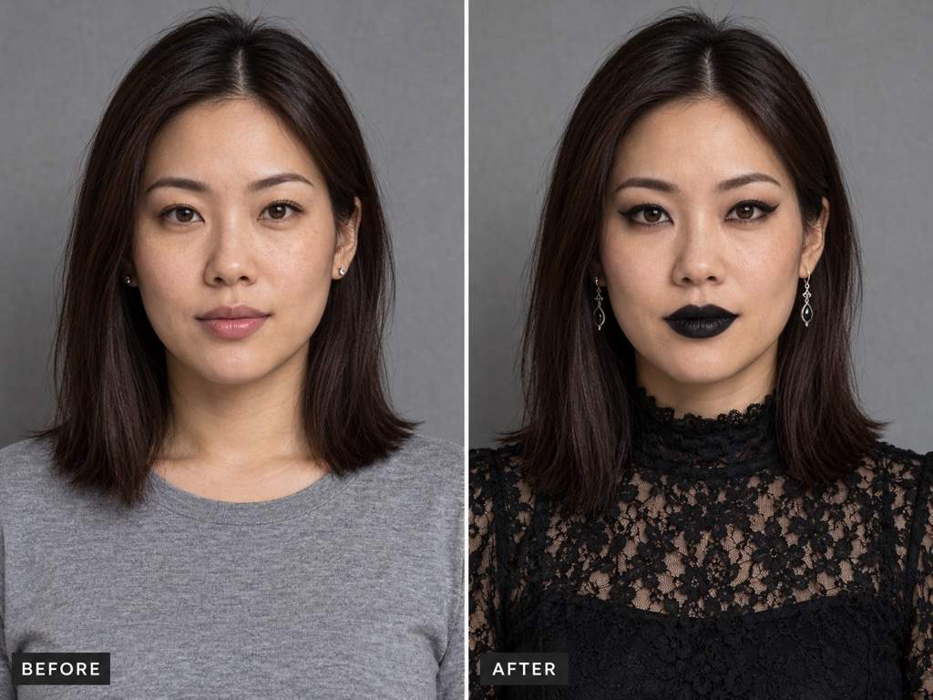 Classic goth filter before and after