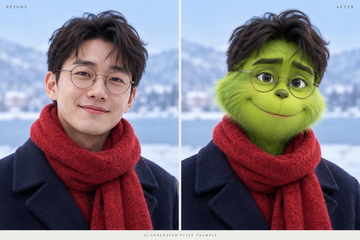 Cute Grinch avatar before and after