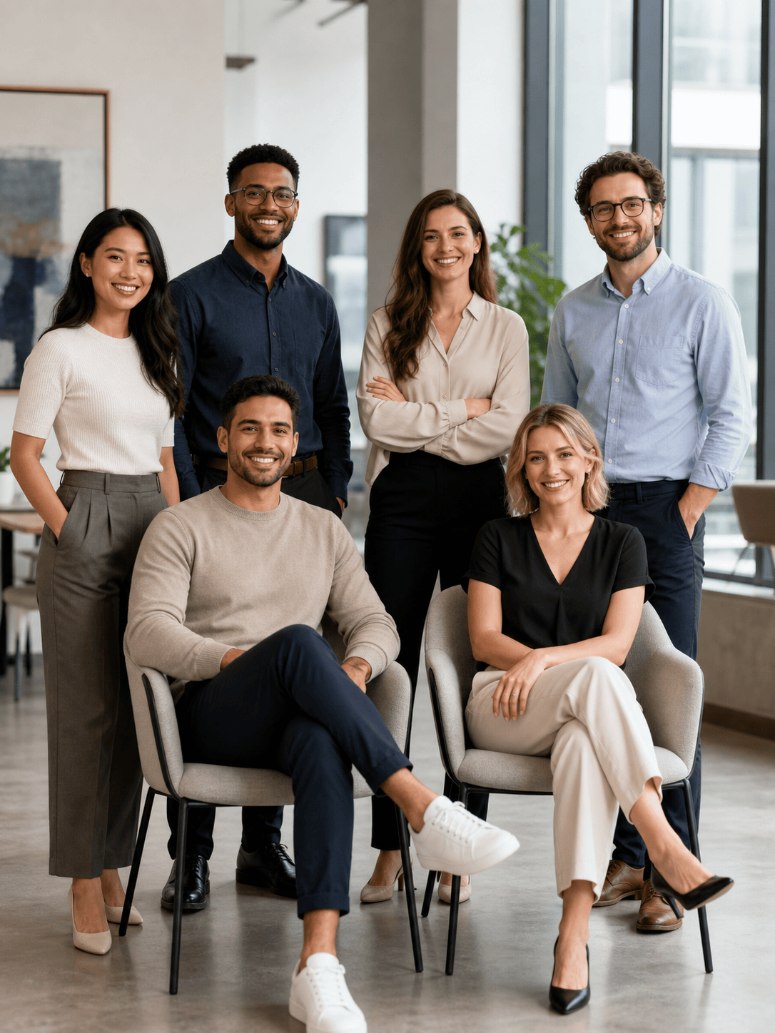 AI team group portrait from headshots