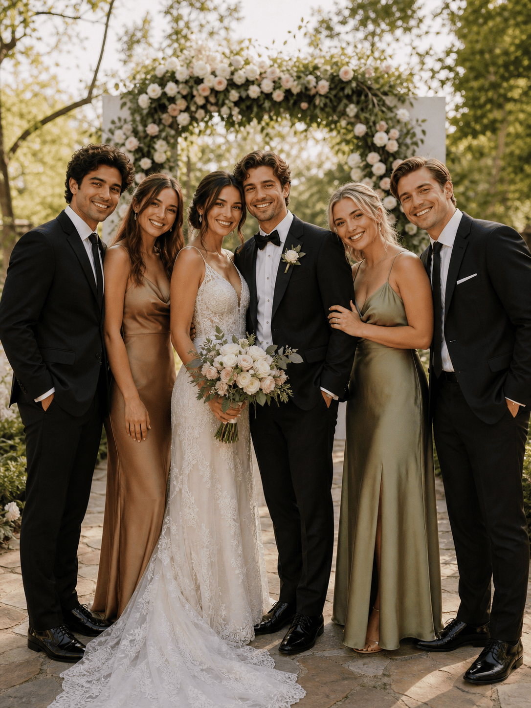 AI wedding group photo composite