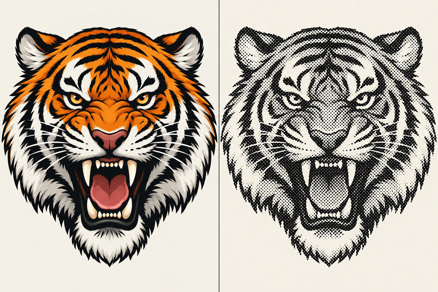 Halftone shirt graphic before and after