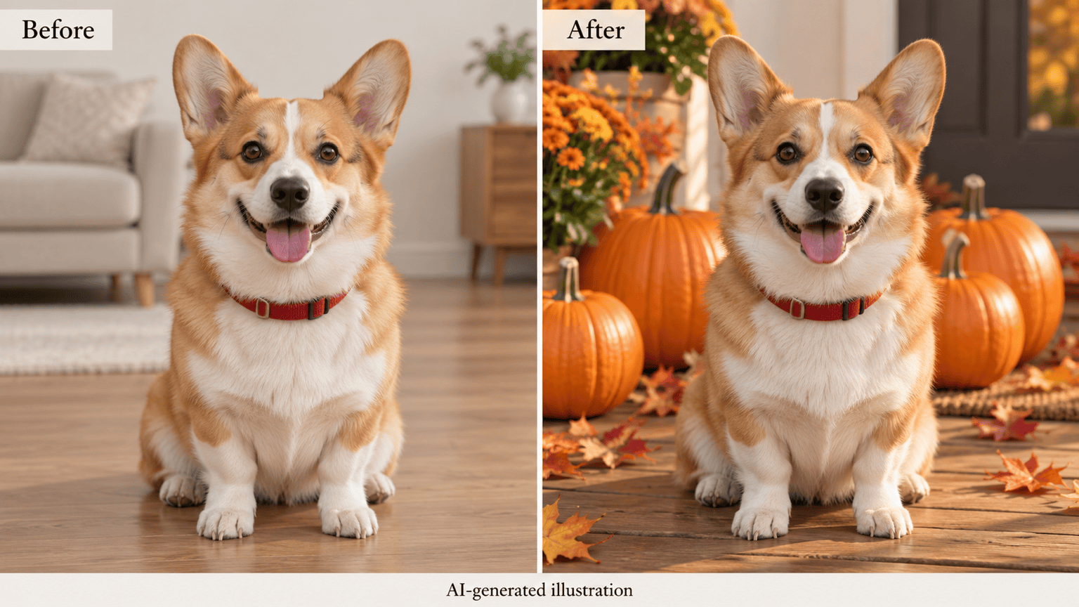 Illustrative Halloween pet background comparison