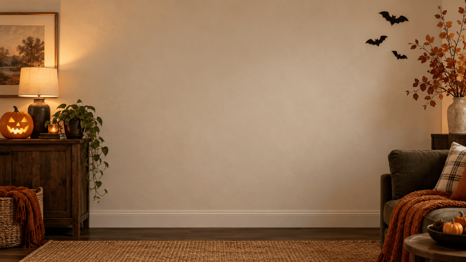 Cozy Halloween virtual meeting background