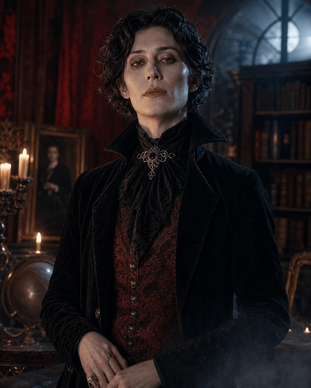 AI Halloween photo generator elegant vampire portrait