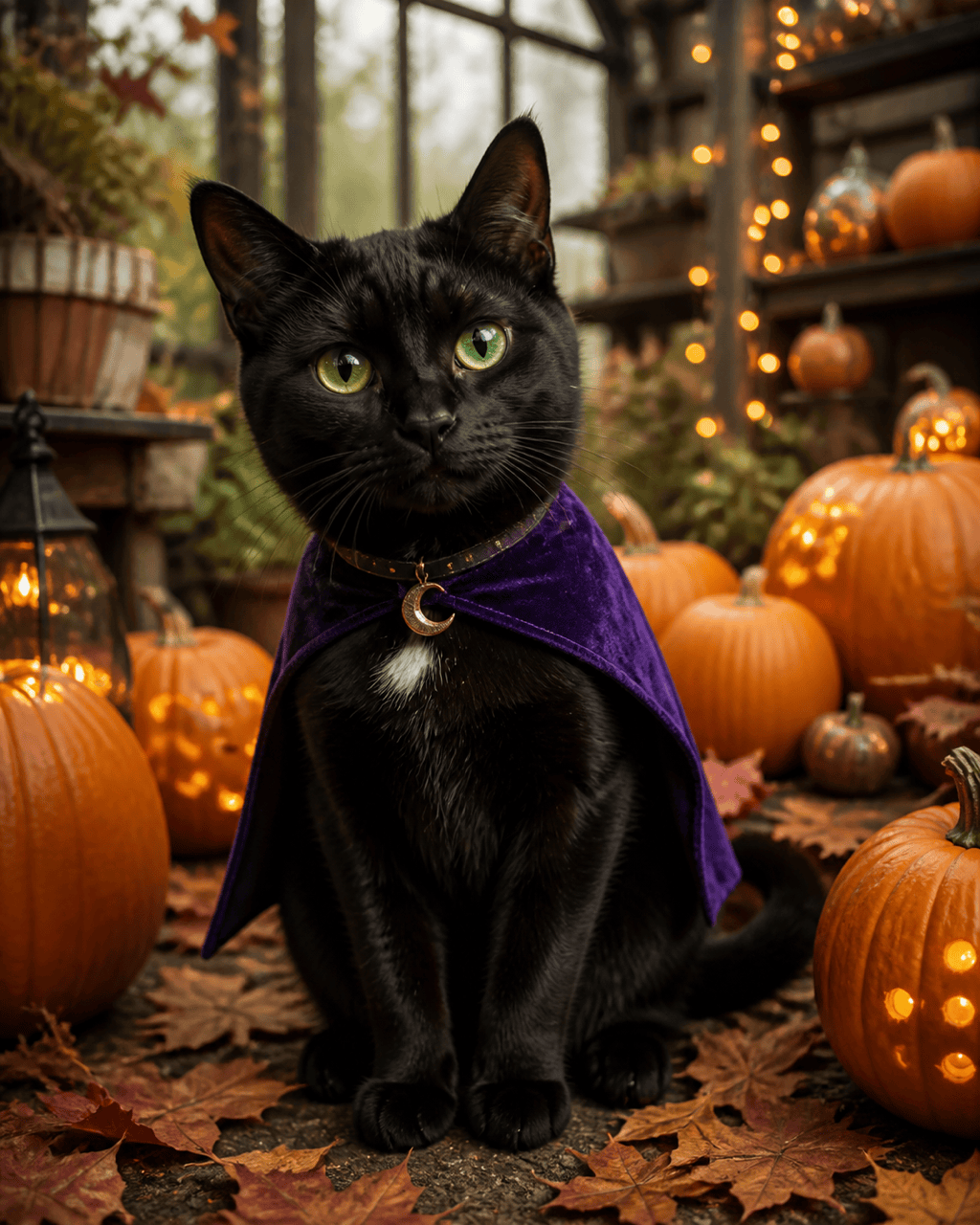 AI Halloween pet photo generator pumpkin cat portrait