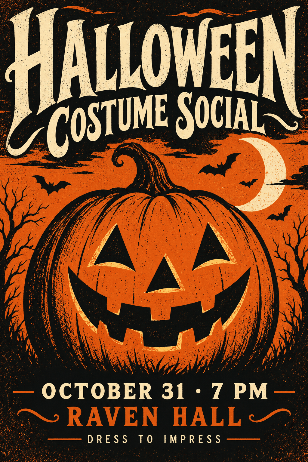 Vintage Halloween costume party poster